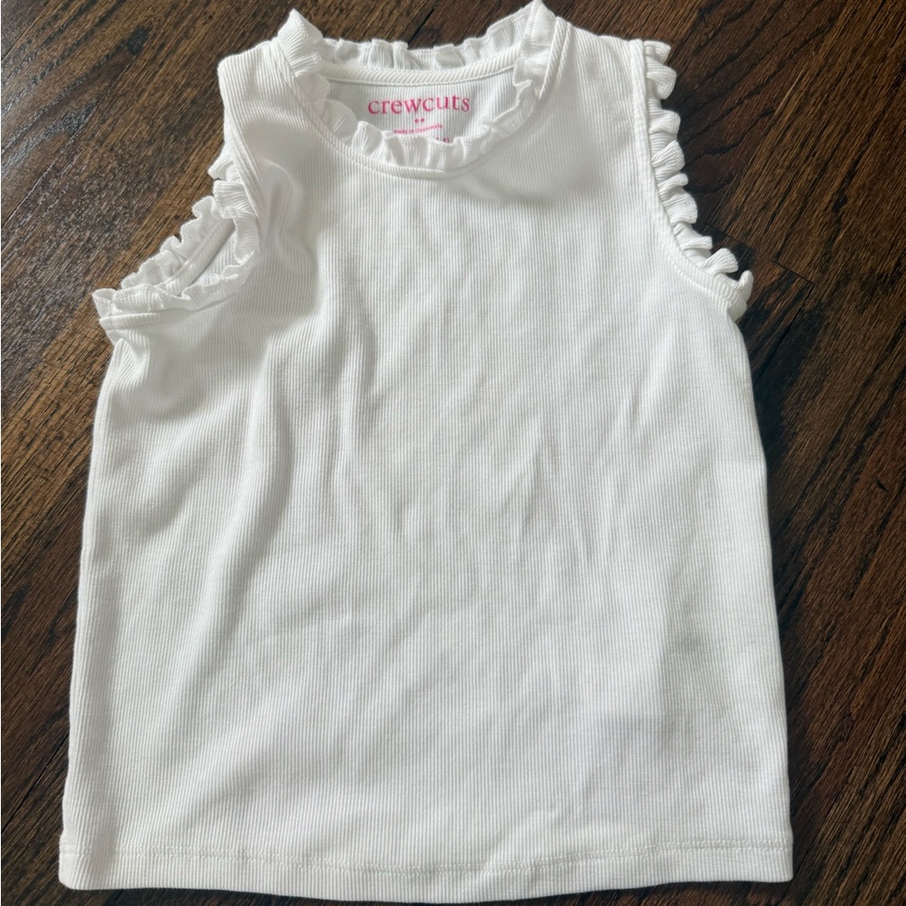 Crewcuts Ivory Ruffle Sleeve Tank Top